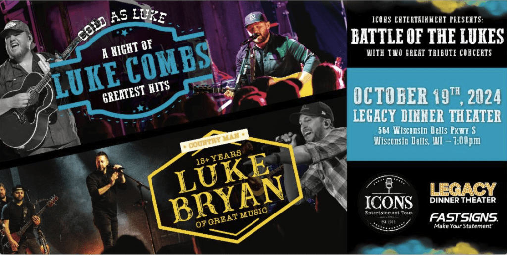 Battle of the Lukes! Luke Combs vs Luke Bryan Tribute! | Legacy Dinner ...